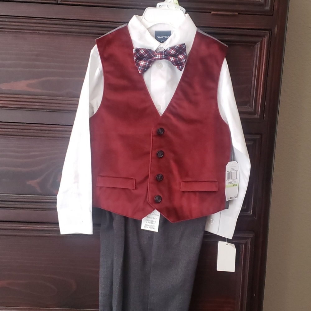 Nautica-4piece Vest, slacks. Shirt & bowtie 4t